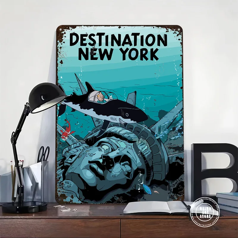 Liberty Dont the Sea 3D Texture Metal Poster Customized Wall Art Tin Sign Gift for Mancave Living Room Decorations Man Wand Deko