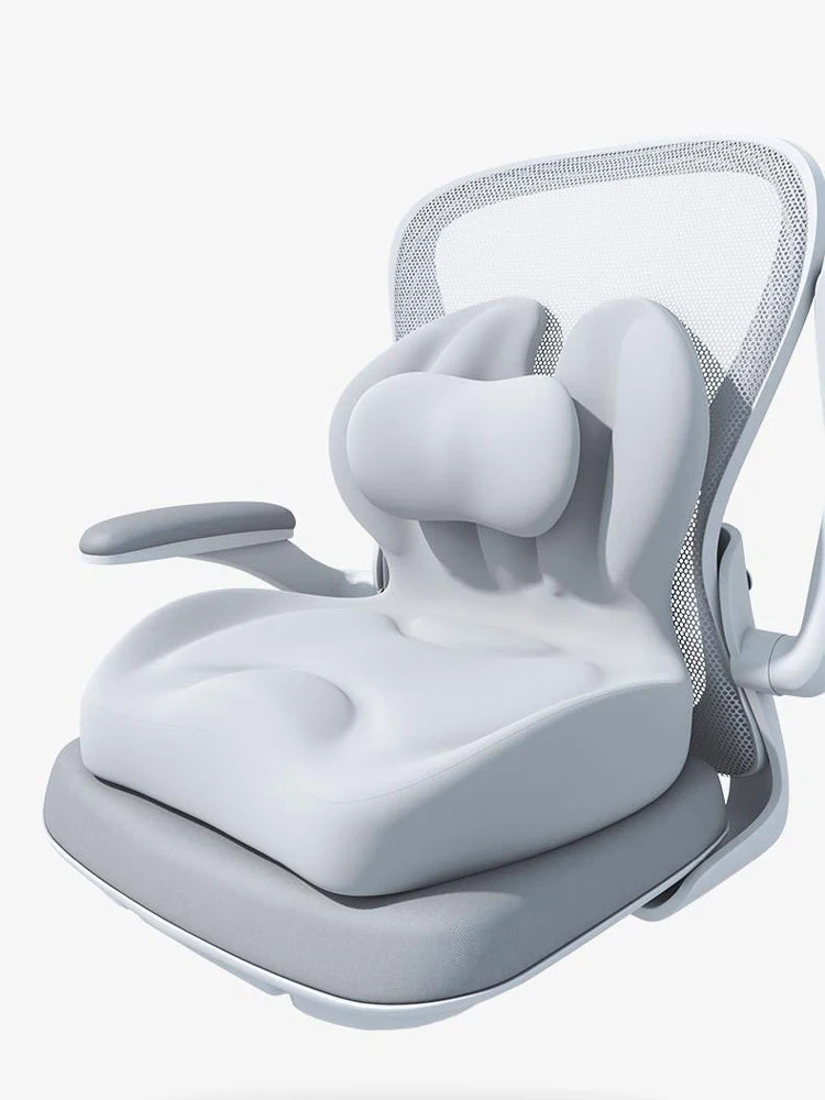 Traagschuim kussen uit één stuk, antislip onderkant, drukverlagende heup- en tailleondersteuning voor langdurig zitten op kantoor (zwart grijs) - afbeelding 2