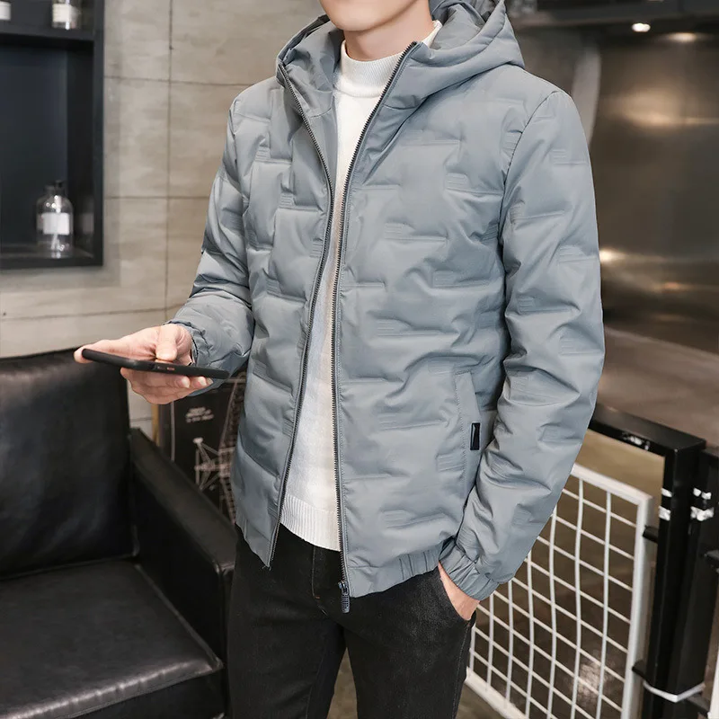 

Зимнее утолщенное теплое хлопковое стеганое пальто, мужская модная повседневная куртка с капюшоном, утепленный пуховый кардиган, парки