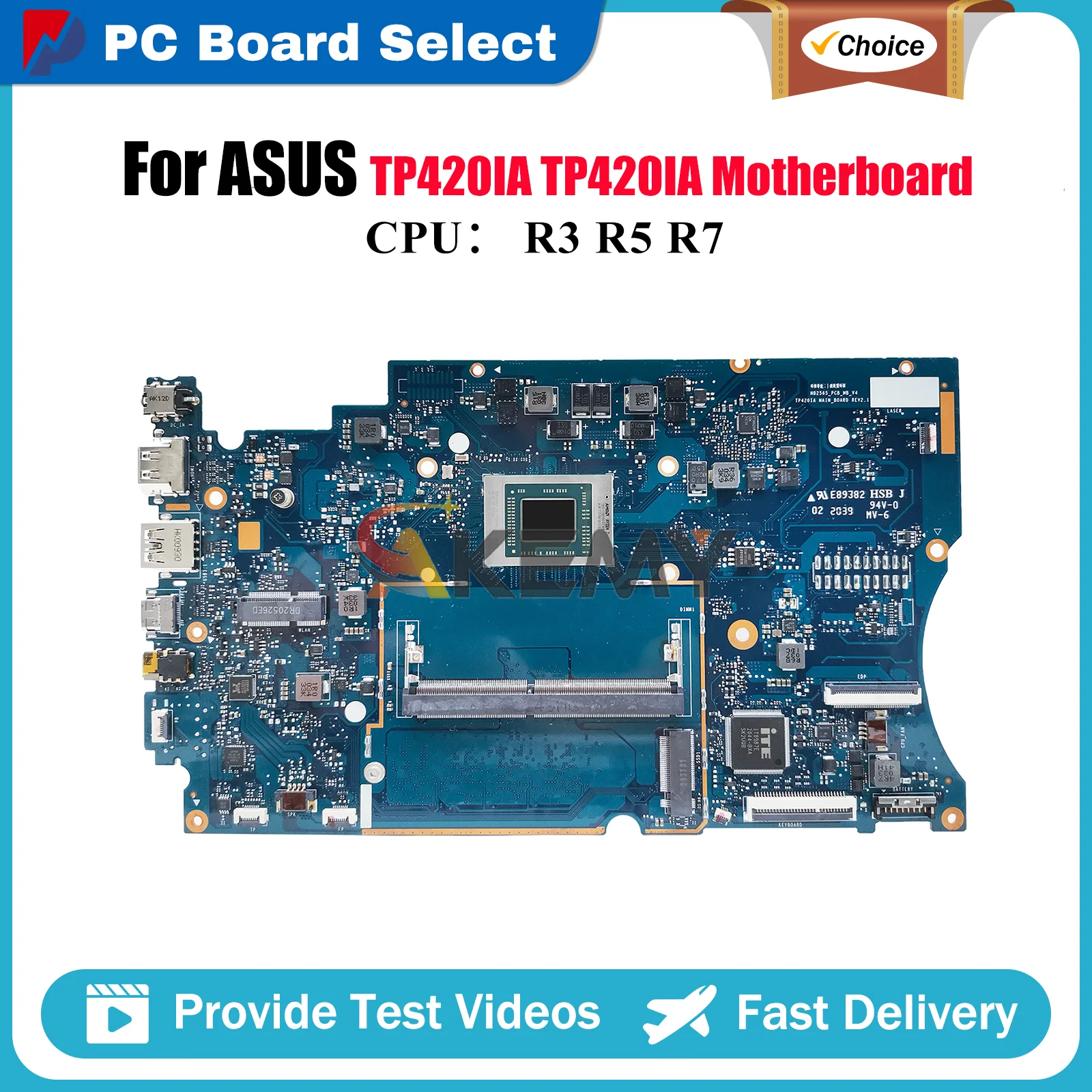 

TP420IA Laptop Motherboard For ASUS VivoBook Flip TP420I TP420IA Notebook Mainboard With R3 R5 R7 CPU 100% tests OK fast ship