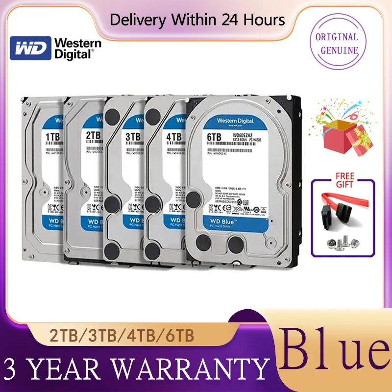 WD Blue 500GB 1TB 3TB 4TB 6TB Internal Hard Drive Disk 3.5