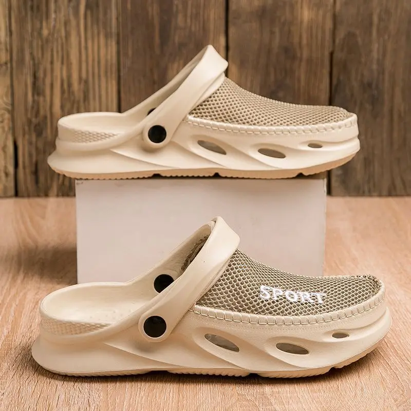 Sandali da uomo con foro estate nuove scarpe da spiaggia con suola spessa per abbigliamento Casual sandali antiscivolo resistenti all'usura in rete antiscivolo per uomo