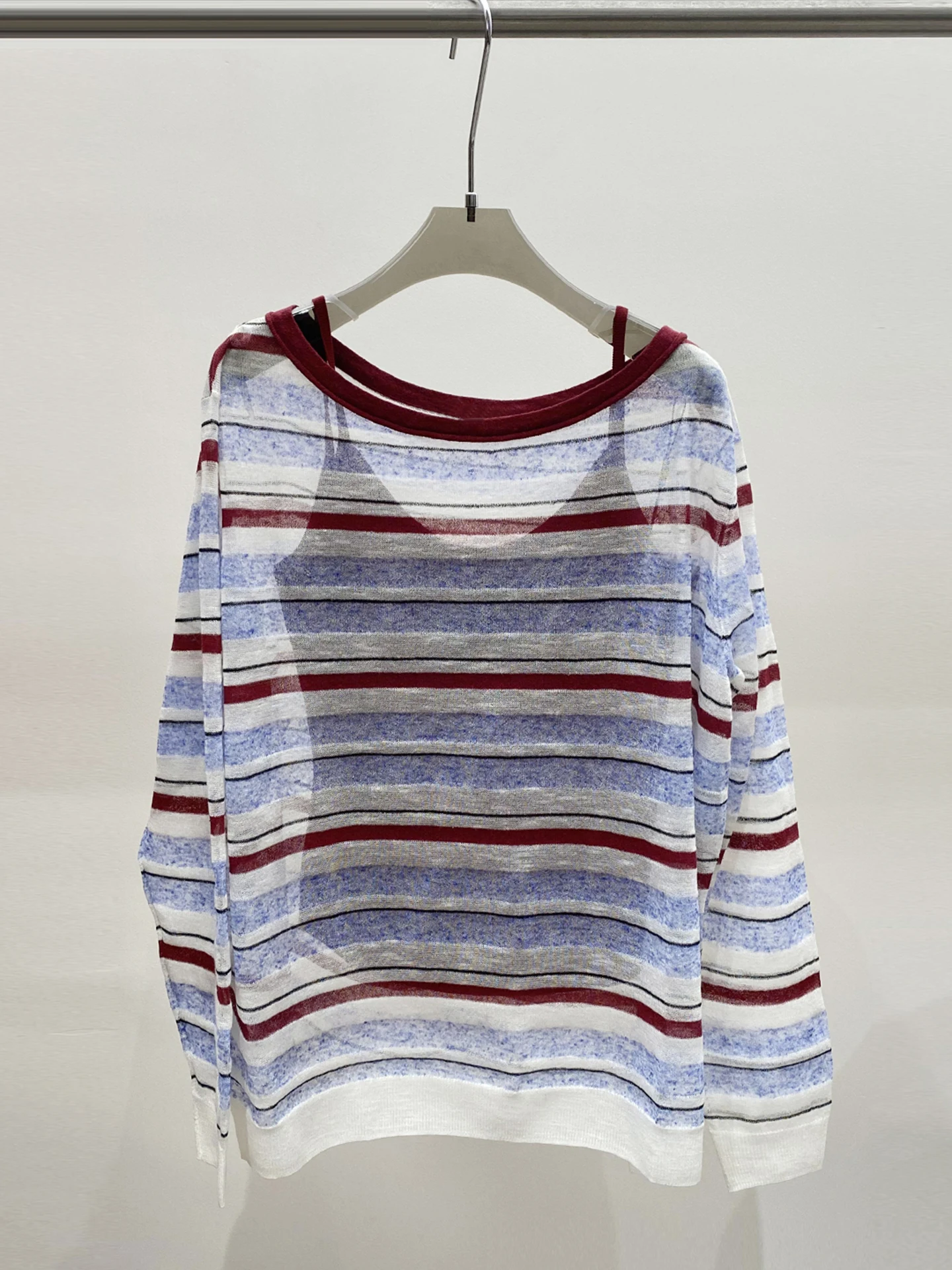 

High-End Women's Loose Knitted Top And Bottom Set Striped Preppy Style Spring Collection Comfortable Breathable Casual Wear