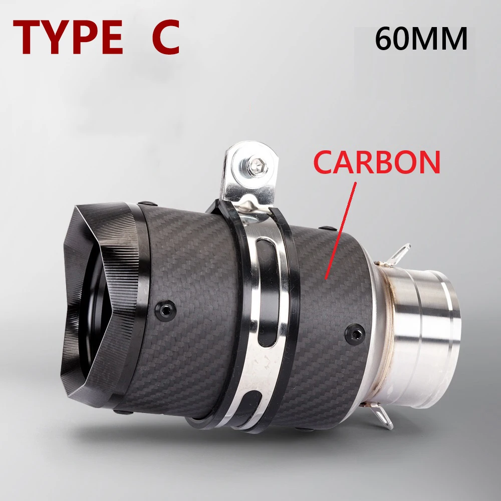 60MM Universal Motorcycle GP Exhaust CNC Carbon Fiber DB Killer Escape Muffler For Kawasaki   RC390 S1000XR Z900 FZ6  Slip On - view 5