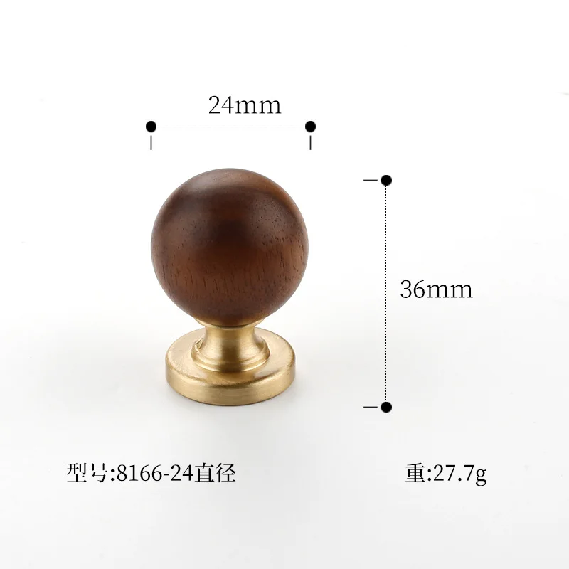 Medieval walnut cabinet door handle Nordic brass door drawer furniture ball