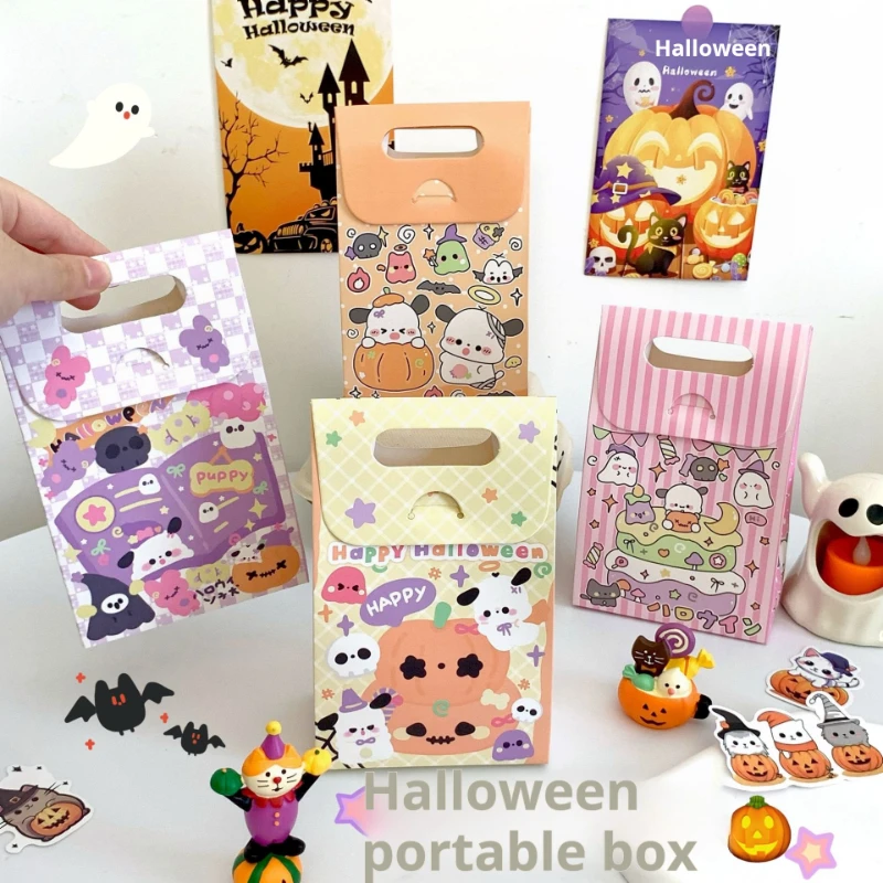 10Pcs Halloween Party Children's Candy Biscuit Packaging Box Pumpkin Ghost Accessories Small Gifts Snack Gifts Handheld Box