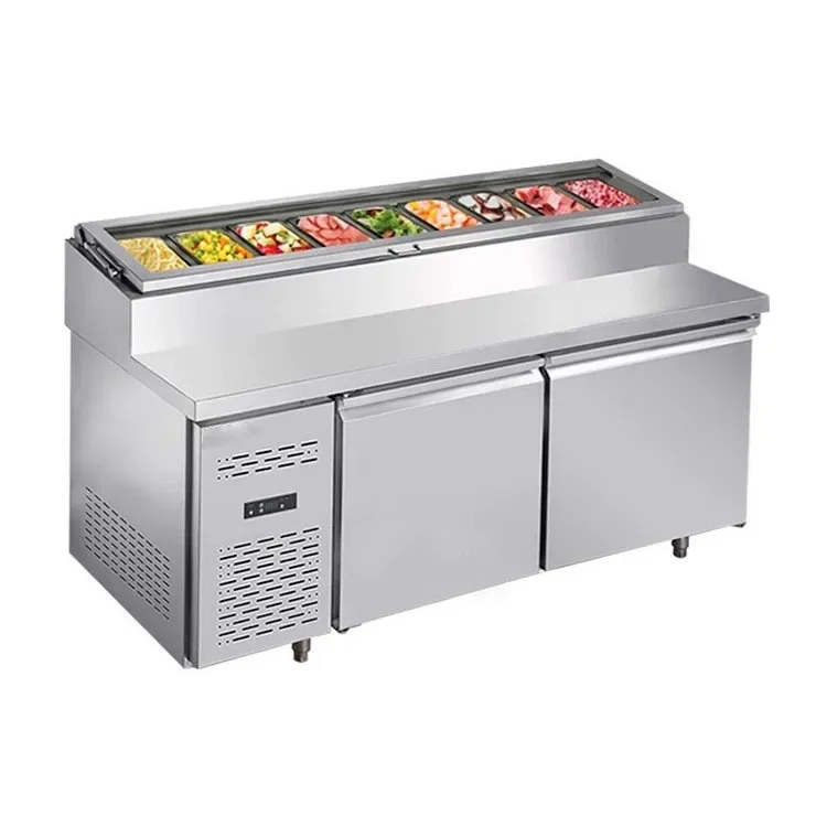 Refrigerated Pizza Sandwich Prep Salad Bar Counter Refrigerator Work Table Under Counter Top Fridge Chiller