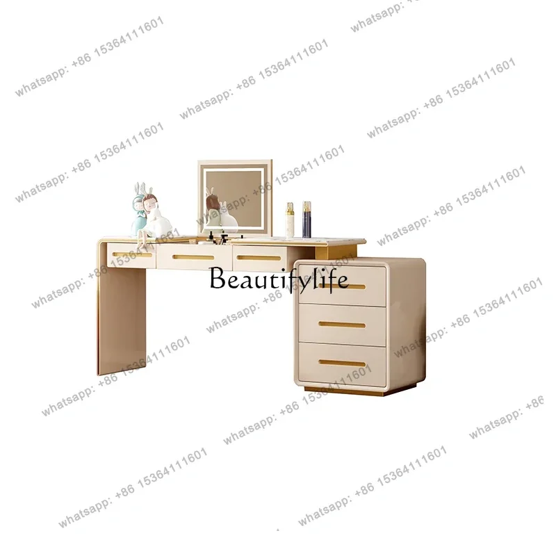Bedroom Makeup Cabinet Stone Plate Smart Tricolour Light Dressing Table