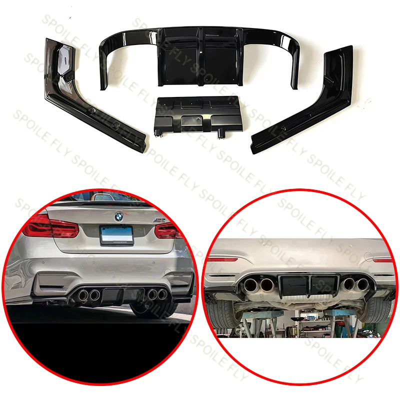 

High Quality ABS Dedicated M3 Model For BMW 3 Series F30 2011-2019 4/Pcs M3 Style Car Rear Bumper Lip Spoiler Glossy Black