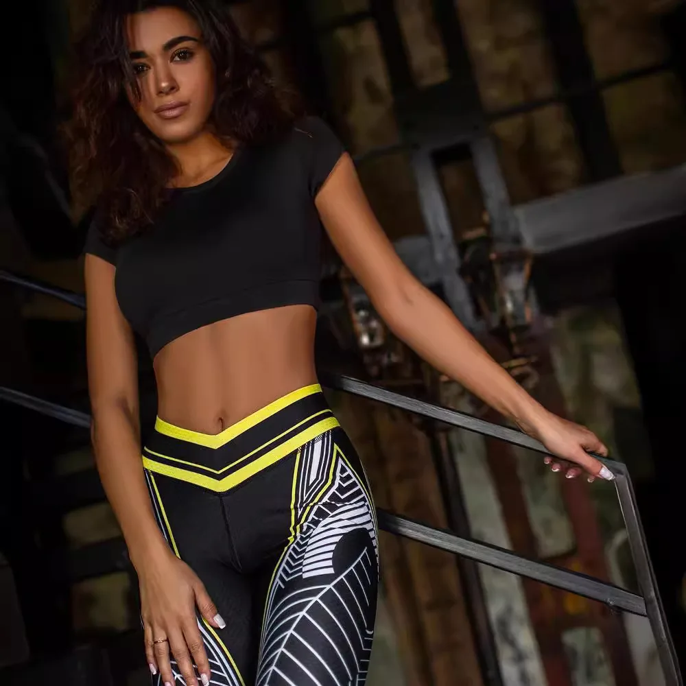 New Sports Printed Yoga Leggings Hip Lift High Waist Colorful Leggings Women Running Gym Work Out Pants