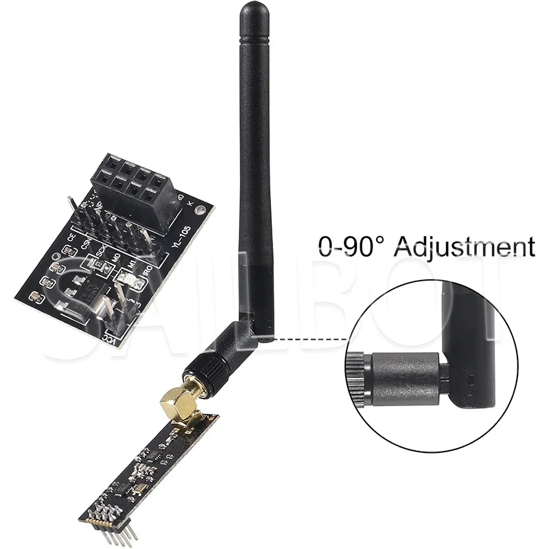 NRF24L01+PA+LNA RF Wireless Transceiver Module SMA Antenna 2.4 GHz + NRF24L01 8 Pin Socket Breakout Adapters for Antenna