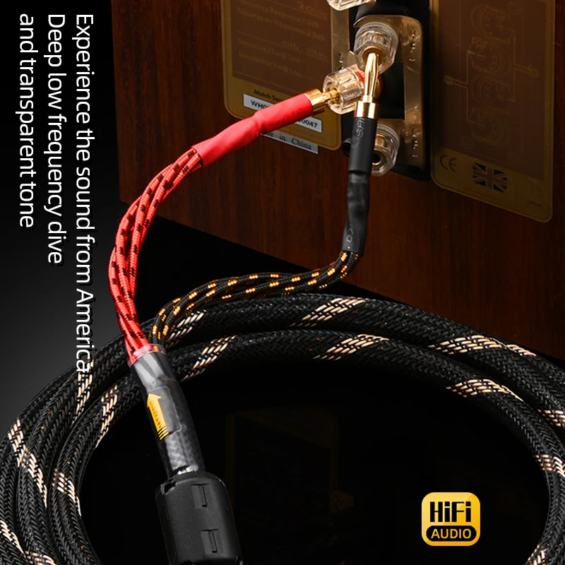 ATAUDIO-Cable de altavoz HiFi de alta pureza 6N OFCCore con conector Banana Y oro de 24K, un par, Cable de bocina Hifi para altavoz amplificador