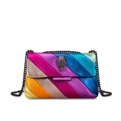 Hotsale Eagle Bags Colorful Women Handbag Rainbow Patchwork Icon Metal Logo On The Front Flap Jointing Purse