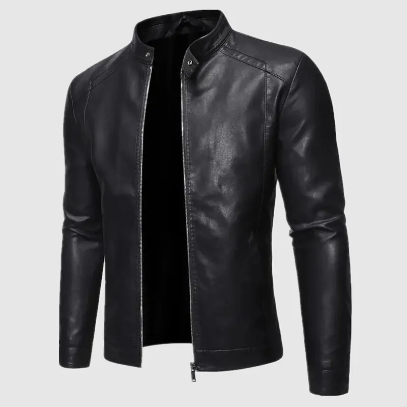 

Men Faux Leather Jacket Motorcycle Men's Jackets Black Jaqueta De Couro Masculina Outwear Male Pu Leather Mens Coats Brand