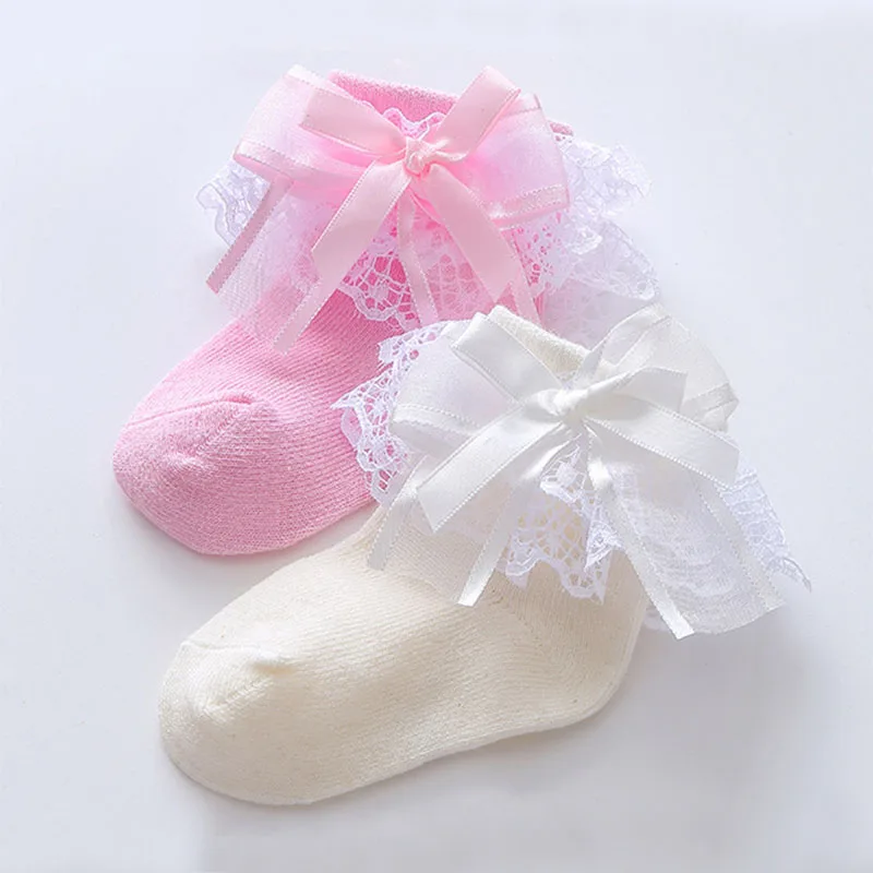 

1Pairs Baby Girls Soft Lace Ruffle Princess Cotton Socks Newborn Toddlers Sweat Solid Color Ankle Socks Set Spring Autumn