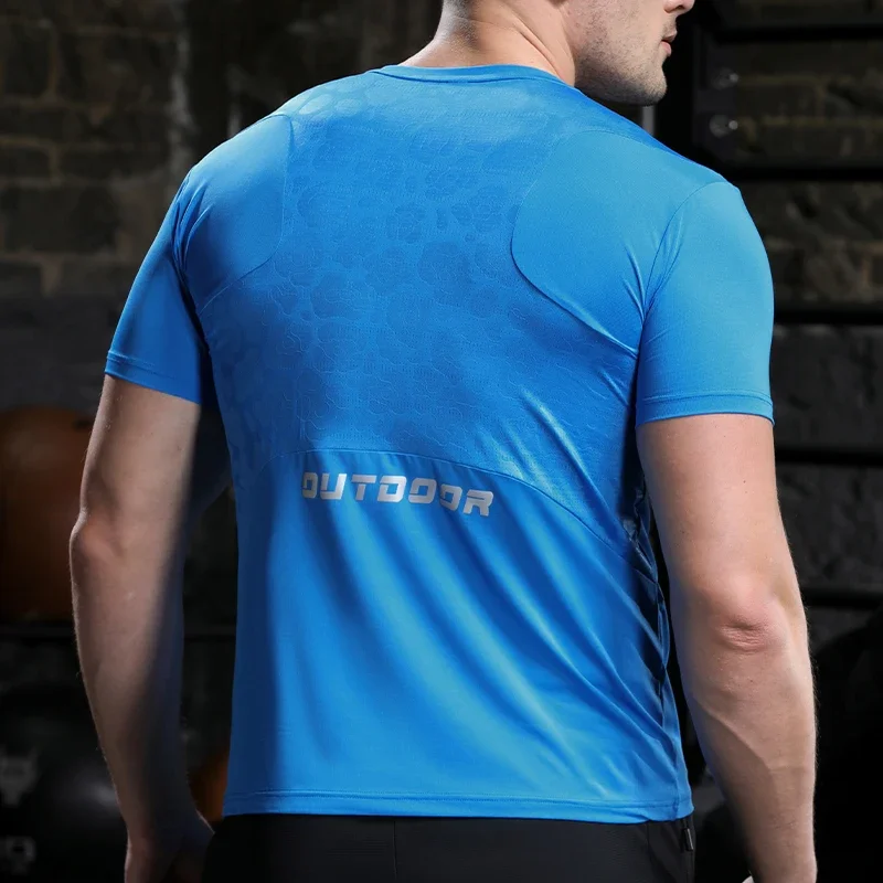 Men Running Compression T-shirt Dry Fit Short Sleeve Sport Tees Male Gym Fitness Jogging Sweatshirt Homme Athletic Shirt Tops