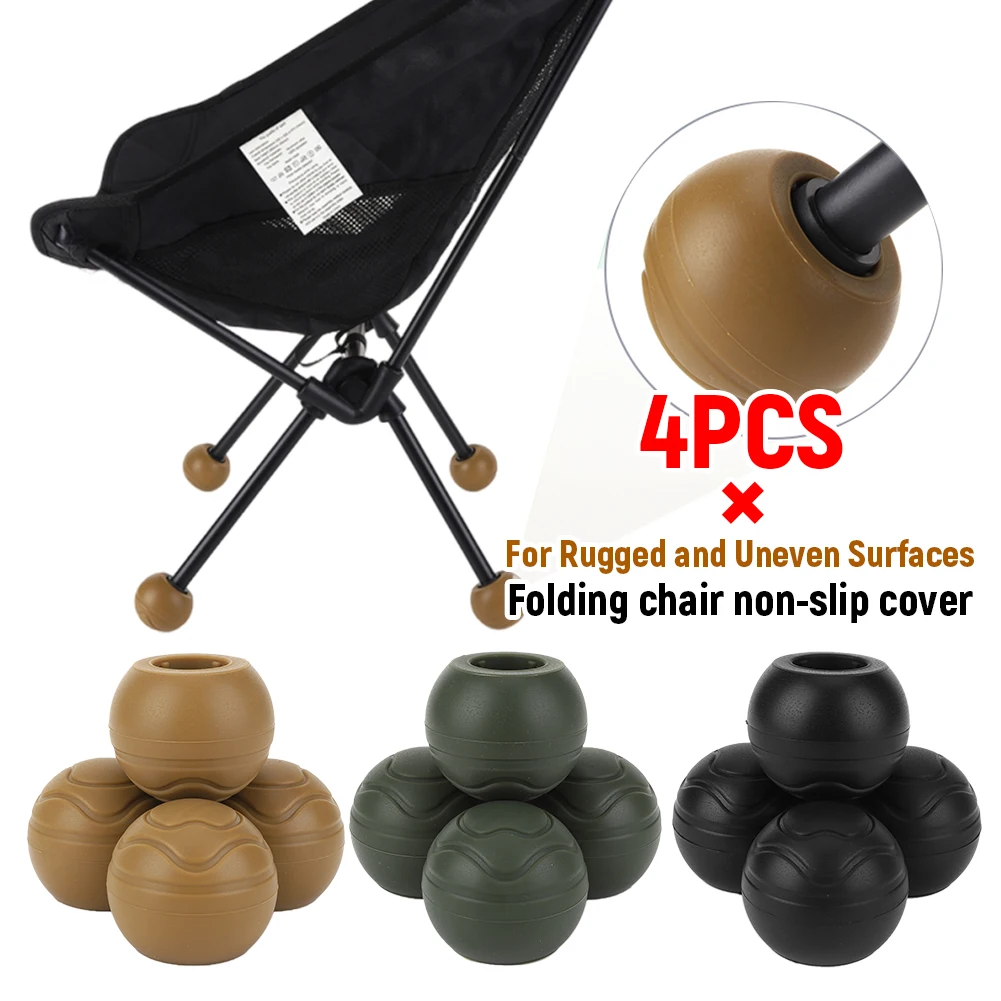 4 Uds. Puntas para patas de silla al aire libre, tapa de bola, protectores antideslizantes para patas de silla, absorción de impacto, cubierta para base de silla con forma de luna para silla Helinox
