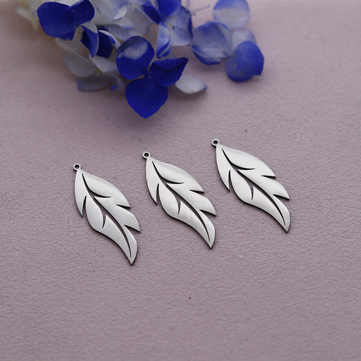 3 قطعة DIY بها بنفسك خمر شرابات أوراق النبات السحر الفولاذ المقاوم للصدأ النخيل/الريش/قلادة القيقب لصنع المجوهرات أقراط النساء يترك #2