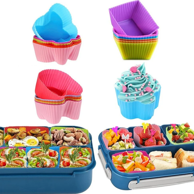 8PCS Silicone Lunch Box Dividers For Children Kids School Food Dividers For Bento Box Silicone Cupcake Liners Mold Baking Tools. view 4