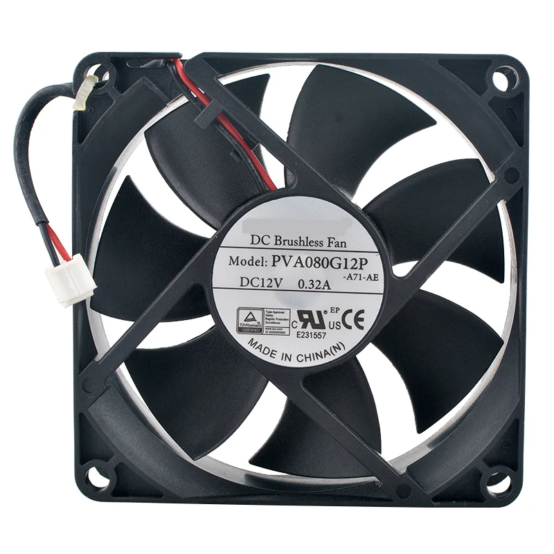 PVA080G12P Axial Flow Cooling Fan 8cm 80mm 80x80x25mm DC12V 0.32A 2-Pin for Power Supply Recorders