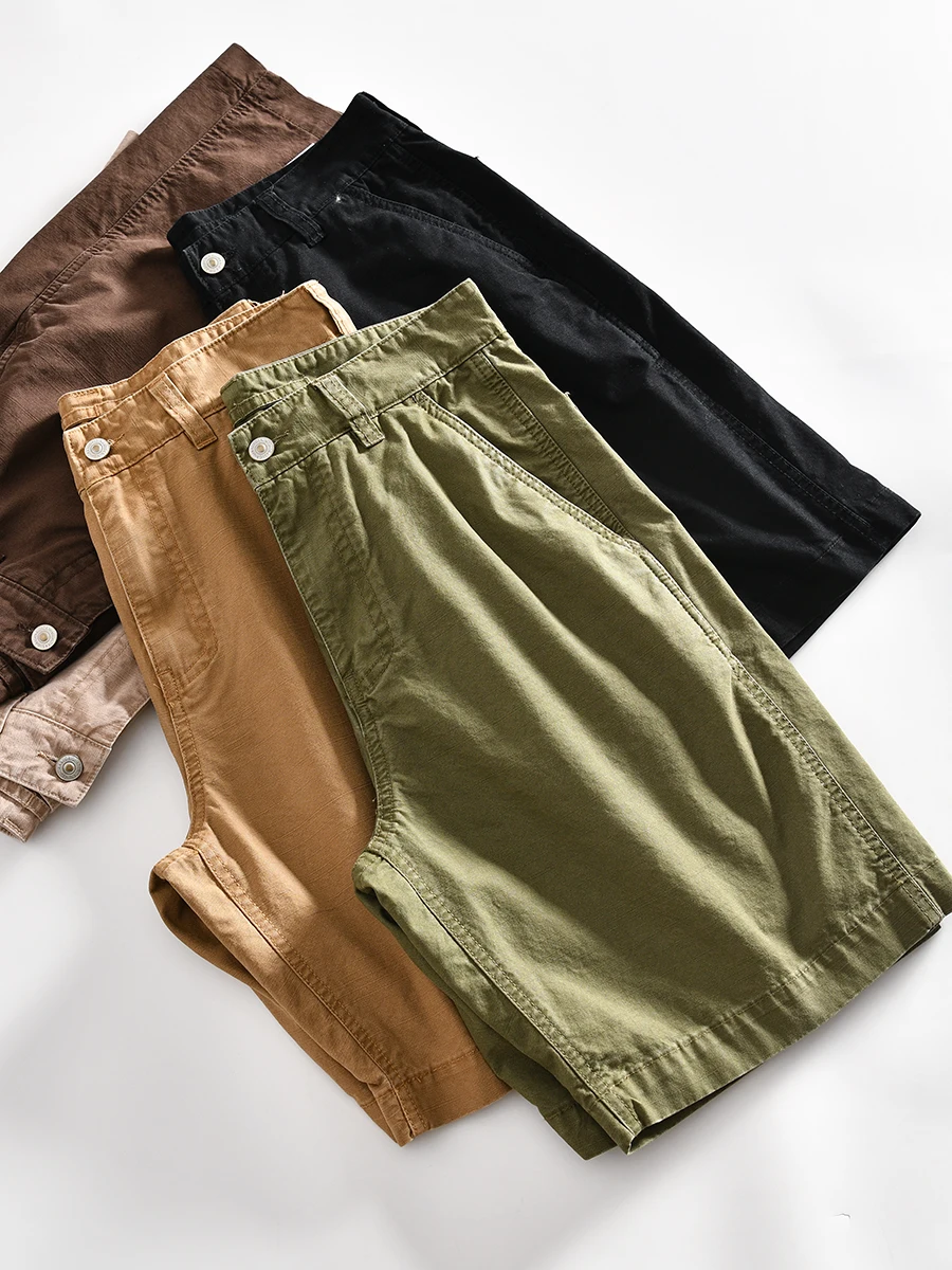 Heavyweight Cotton Workwear Shorts Men's Summer Loose Casual Five-Quarter Trendy Breathable Straight Leg Youthful Energy Style