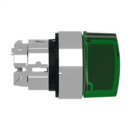 ZB4BK1533 Head for illuminated selector switch, Harmony XB4, chromium metal, green handle, 22mm, universal LED, 3 positions