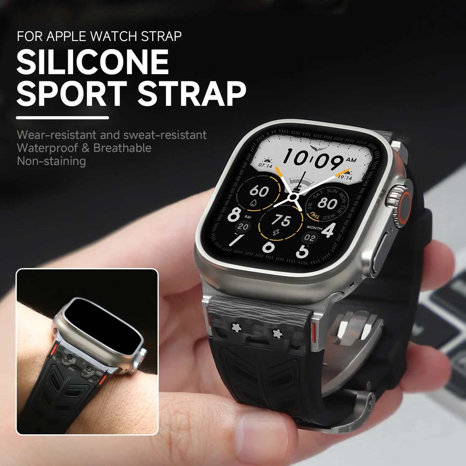 Tali silikon untuk jam tangan Apple, tali silikon baru untuk jam tangan Apple Ultra 49mm 10 42mm 46mm 45mm 41mm gelang untuk iWatch seri 9 8 7 6 5 4 Se 38 40