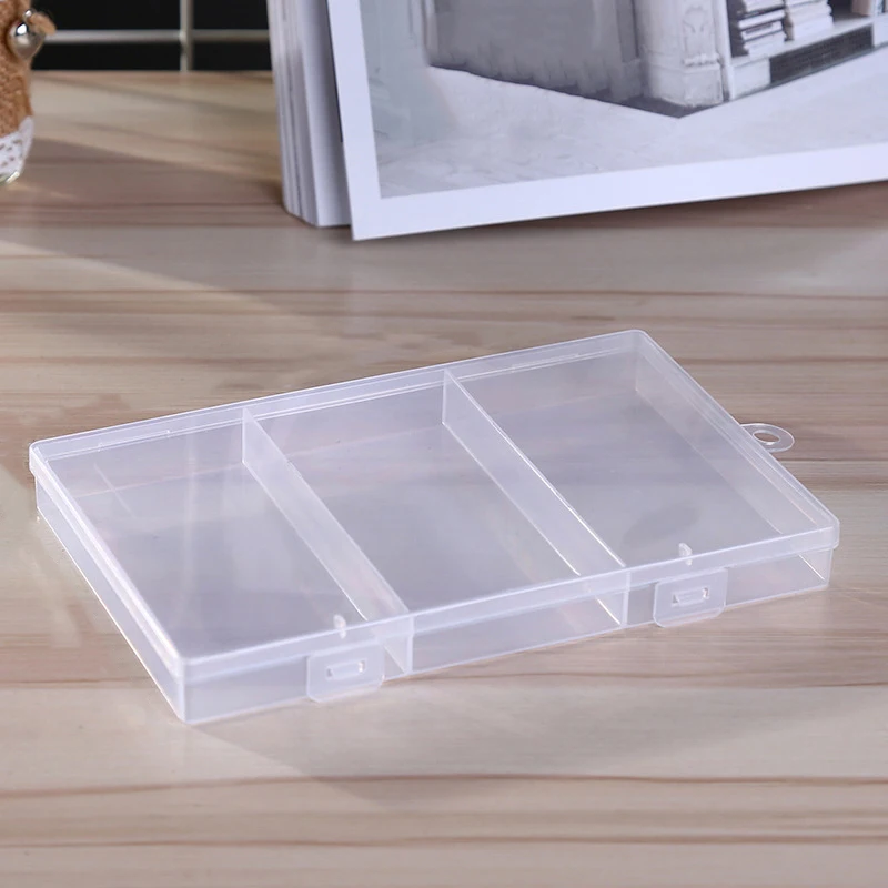 Transparent With Cover Rectangle Vertical 3 Grid Eyelash Extension Tool Storage Box Glue Tweezer Holder Makeup Organizer