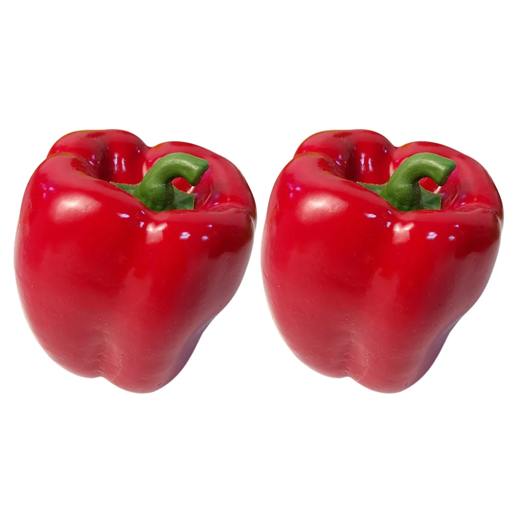 2 Pcs Artificial Green Simulation Peppers Props False Decor Toy Fake Vegetable Model Foam Colorful Imitation Child