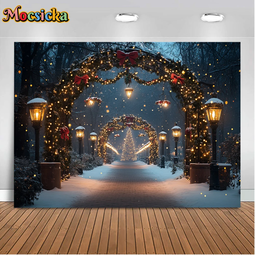 Mocsicka Winter Weihnachten Fotografie Hintergründe Park Pfad Weihnachten Baum Urlaub Party Familie Kinder Foto Kulissen Studio Requisiten