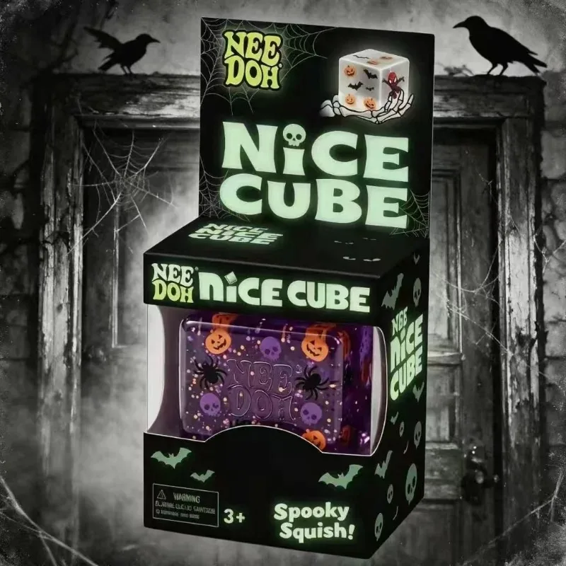 Halloween ghost Nee Doh Nice cube slow rebound soft toy maltose cube fidgety decompression extrusion toy party holiday gift. - view 2