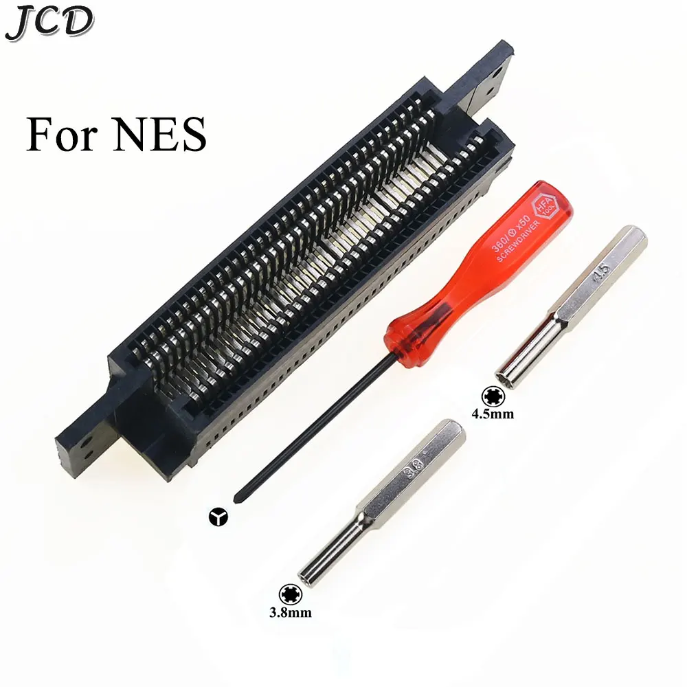 JCD 1Set 72 Pin Game Cartridge Slot Connector Adapter do NES Wymienne części naprawcze W/3.8mm 4.5mm Y Śrubokręt Narzędzia naprawcze