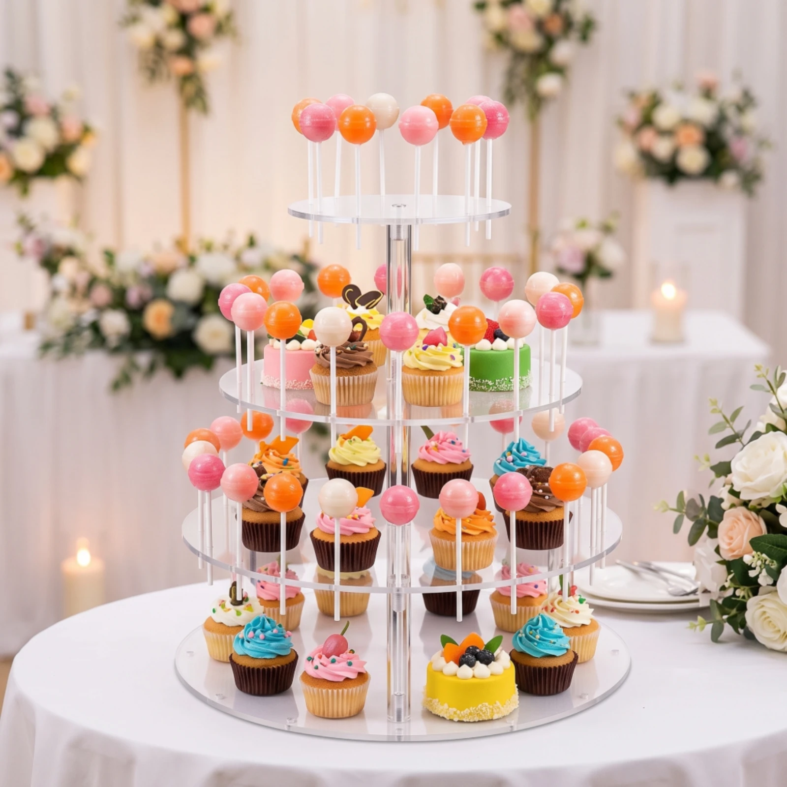Sucker Display Stand Transparent Sucker Display Stand with Tiers Cake Sweet Treat Holder Tiered Polished for Bakers