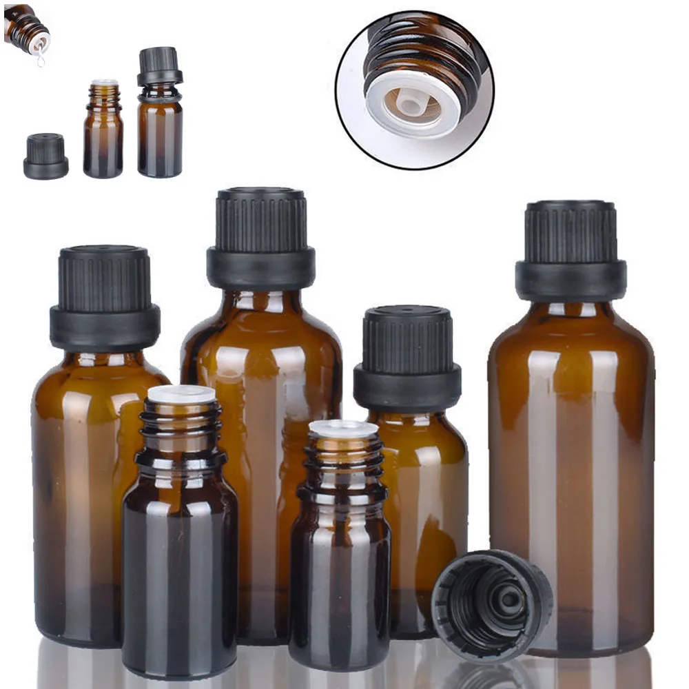 6Pcs 5/10/15/20/30ml Spot Brown Stable Oil Bottle Bayonet Brown Dropper Bottle Small Essential Oil Glass Dispenser Bottle