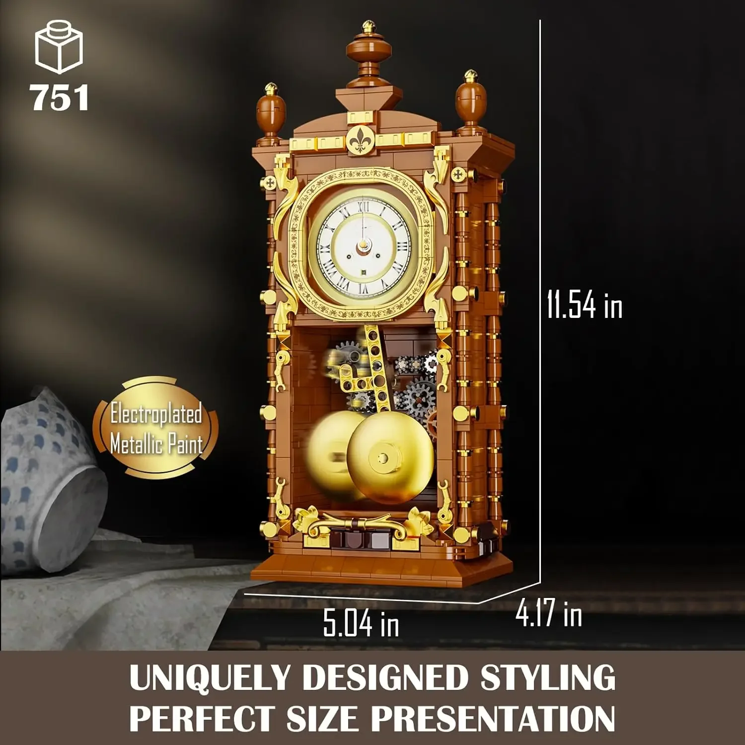 Retro Swing Clock Bouwstenen Set Vintage slingeruurwerk met functioneel klokmechanisme Modelkit Creatief cadeau voor volwassenen