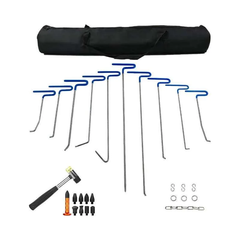 Paintless Dent Repair Push Rod Kit, Auto Body Dent & Crease Pry Bar Set for Sheet Metal Restoration
