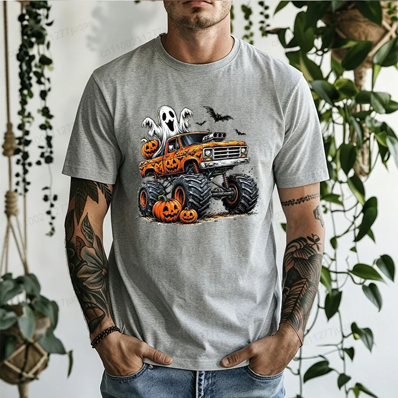 Halloween T Shirt,offroad-car Graphic Top,ghost Pumpkin Tshirt,men Halloween Costume,bat Graphic Casual Top,unisex Holiday Tee,