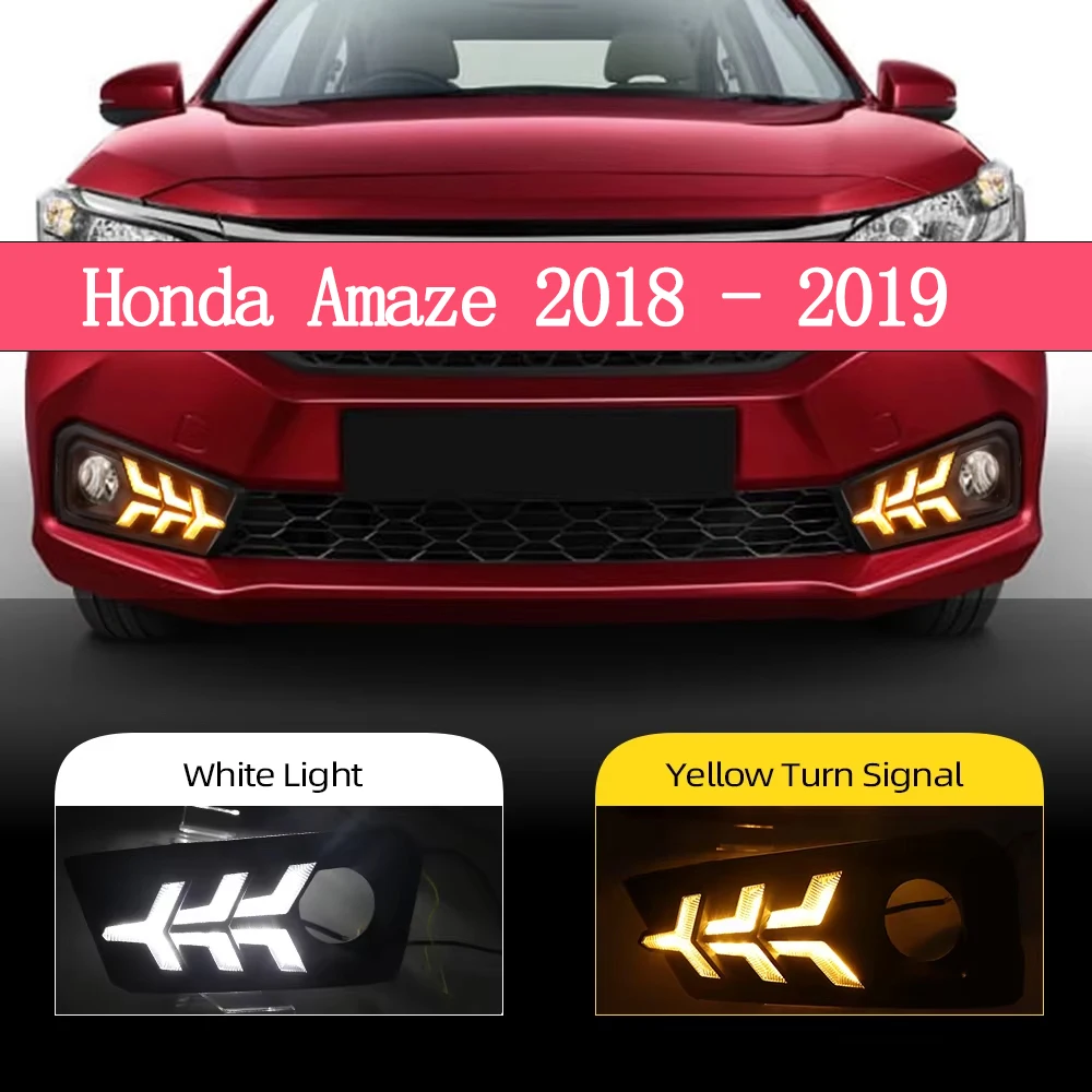 

Текущая желтая функция сигнала поворота, автомобильная лампа DRL, светодиодные дневные ходовые огни, дневный свет для Honda Amaze 2018 2019