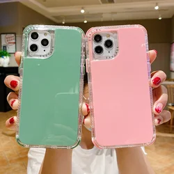 3 IN1 For iPhone 16 15 14 13 12 11Pro Max MINI 6S 6 SE 7 8 PLUS XR XS Max Military Grade Protection Solid Color Armor Case Cover