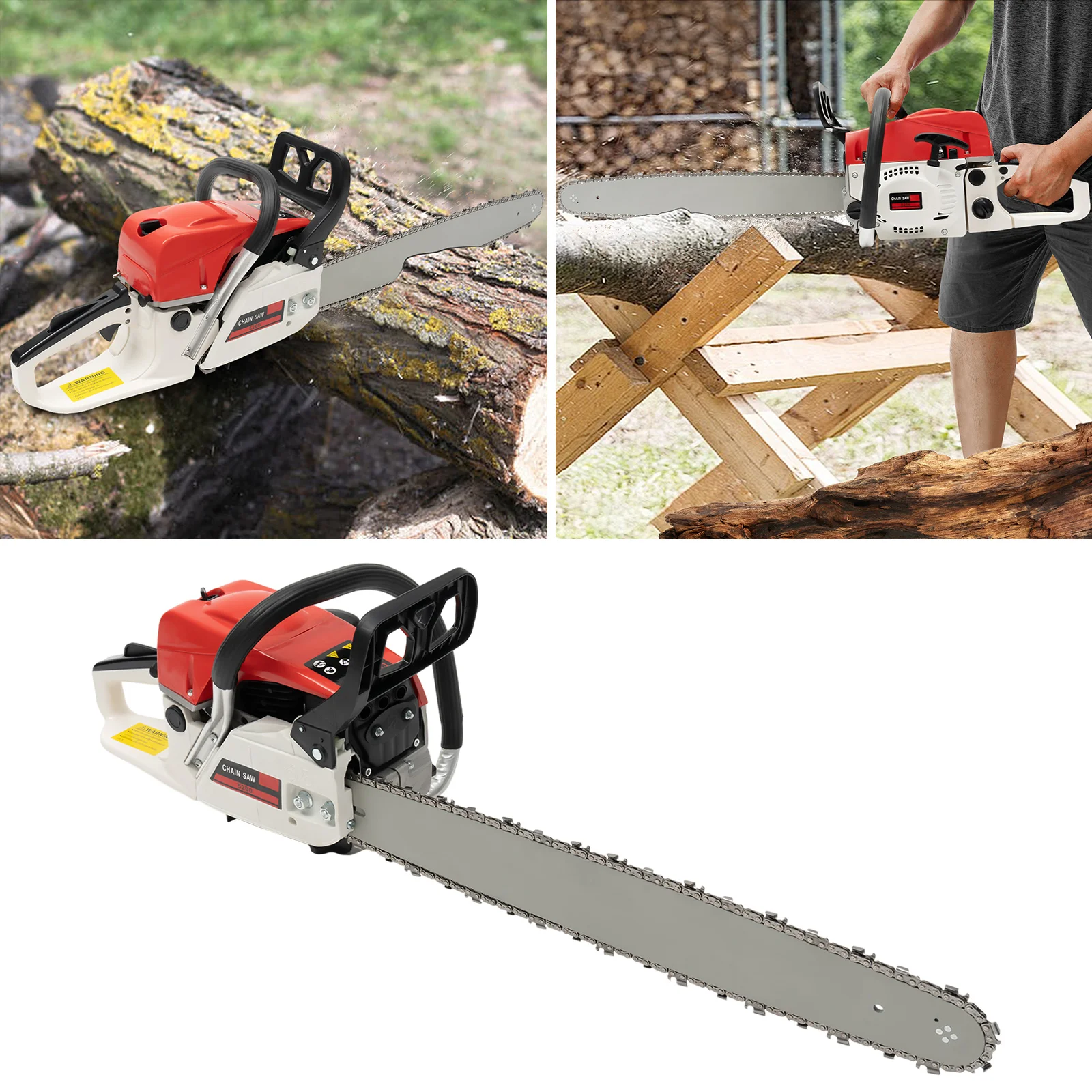 

Chainsaw 22 Inch Gas Power 52CC 2-Stroke Gasoline Chain Saw, Portable Petrol Woodcutting Handheld Cordless for Cutting Tree Wood