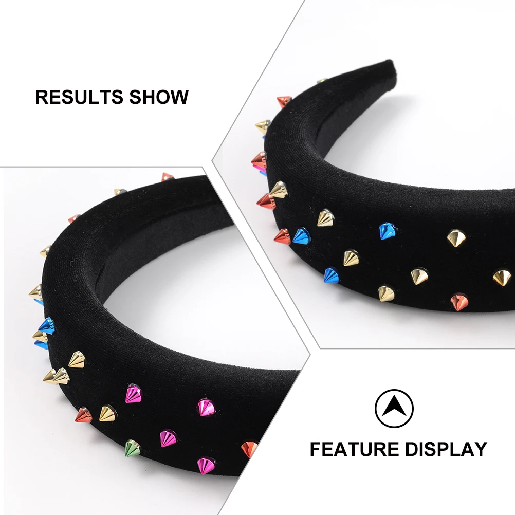 

Stylish Wide Sponge Headband Band For Women Girls Acrylic Rivet Hair Ornaments Strong Grip Lightweight Durable Comfortable Party