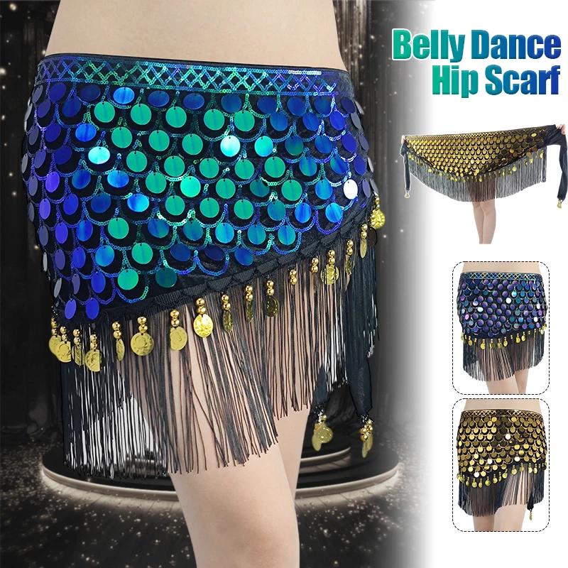 

New Sexy Belly Dance Costume Belly Dance Sequin Tassel Hip Scarf Halloween Waist Belt Dress Dance Performance Accessory