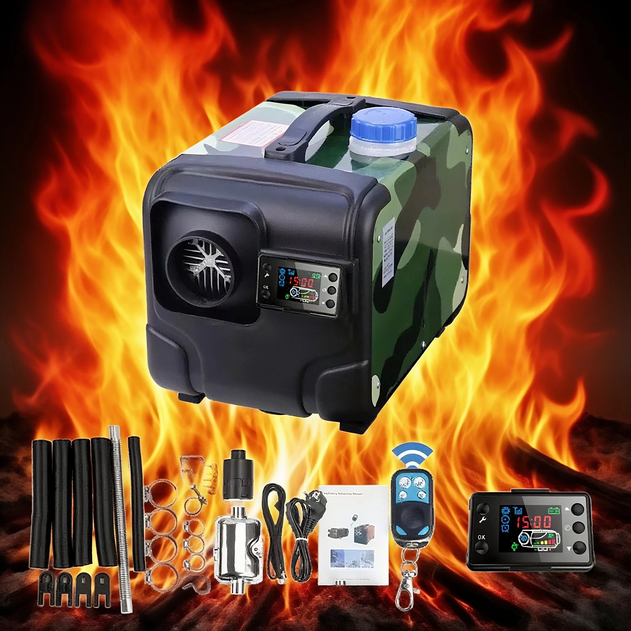 5KW 12V 24V 220V 3‑in‑1 Universal Car Heater Auxiliary Air Heating Low Noise Heater For Truck Bus RV Motorhome Trailer Boat