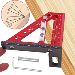 1Pc Carpenter Square Hole Scribing Ruler 22.5-90 Degree Measuring Ruler with Angle Pin Construction Precision Woodworking Tool