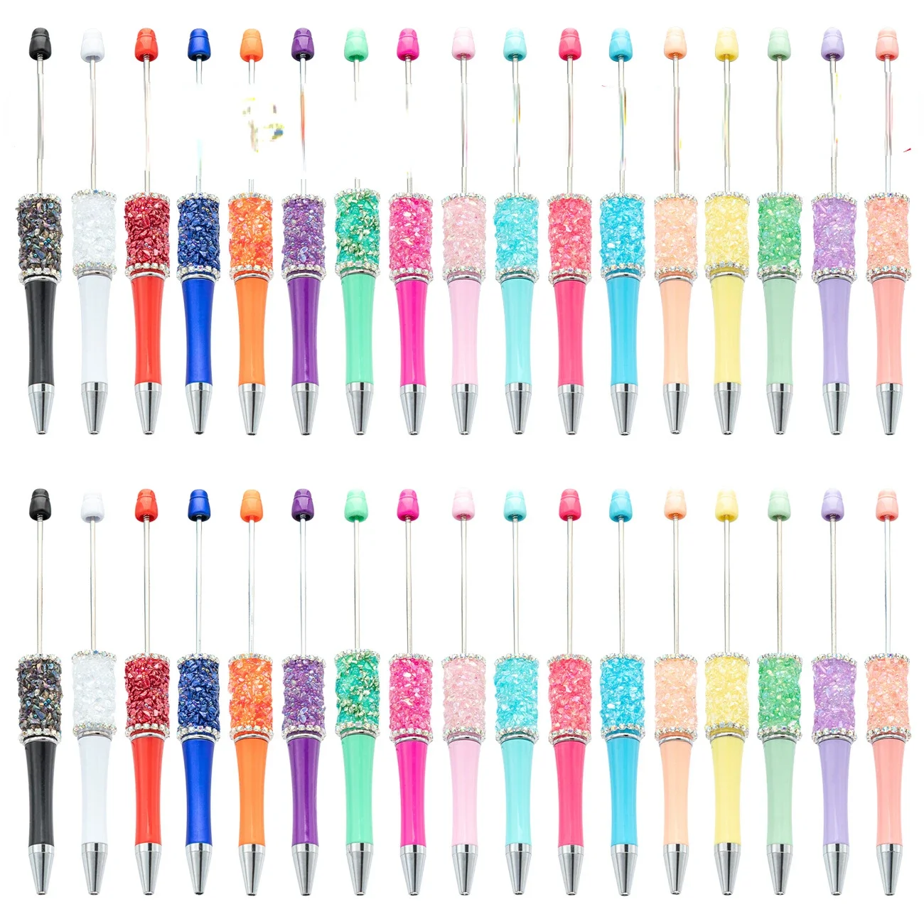 

30PCS Creative DIY Handmade Plastic Beaded Pen Cute Girl Heart Plastic Pen