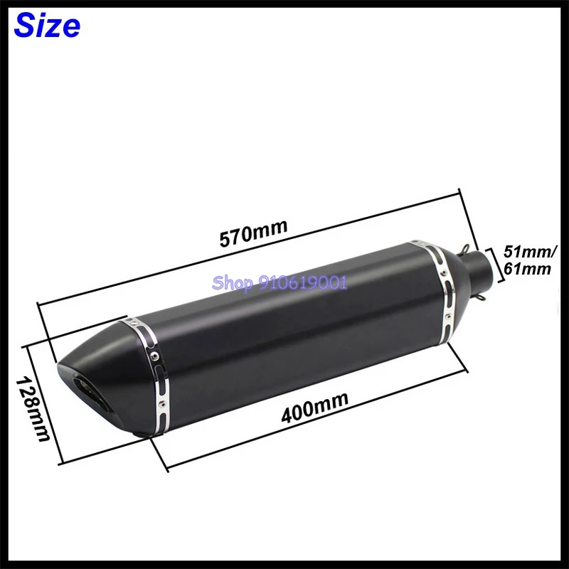 Length 570mm Inlet 51mm 61mm Exhaust Muffler Pipe Motorcycle Yoshimura Escape Moto Universal for TMAX NMAX PCX MSX CBR150 etc