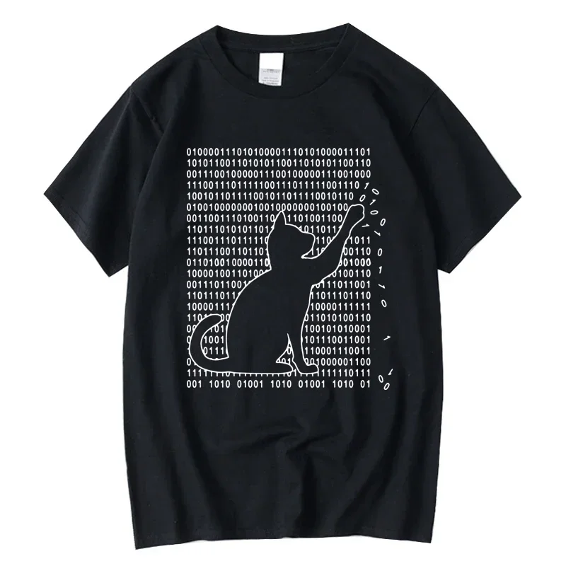 Men's High Quality T-shirt 100% Cotton Funny Cool Cat Design Print Summer Loose Short Sleeve for Men T-Shirt Male Tops Tees