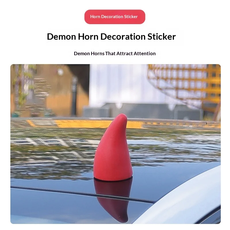 Universal 3D Car Roof Decor Ornament Devil Horn Small Seedling Self-adhesive Stereo Sticker Auto Motorcycle Exterior Accessories