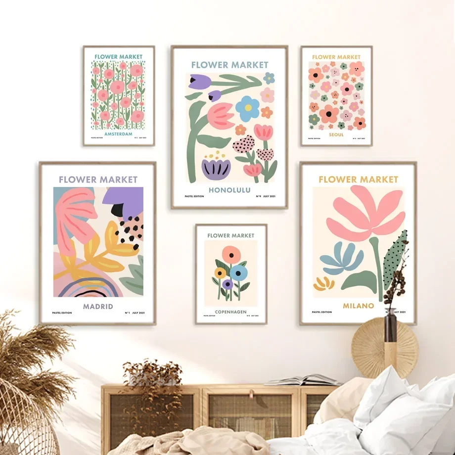 الكلاسيكية مجردة جدار الفن زهرة السوق بوهيميا HD قماش طباعة المشارك غرفة المعيشة المنزلي غرفة نوم اللوحة الزخرفية #3