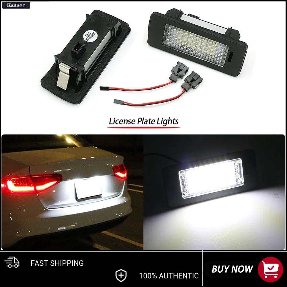 2Pcs Ultra Bright 12V LED License Plate Lights For Audi A4 S4 B8 A5 Q5 TT